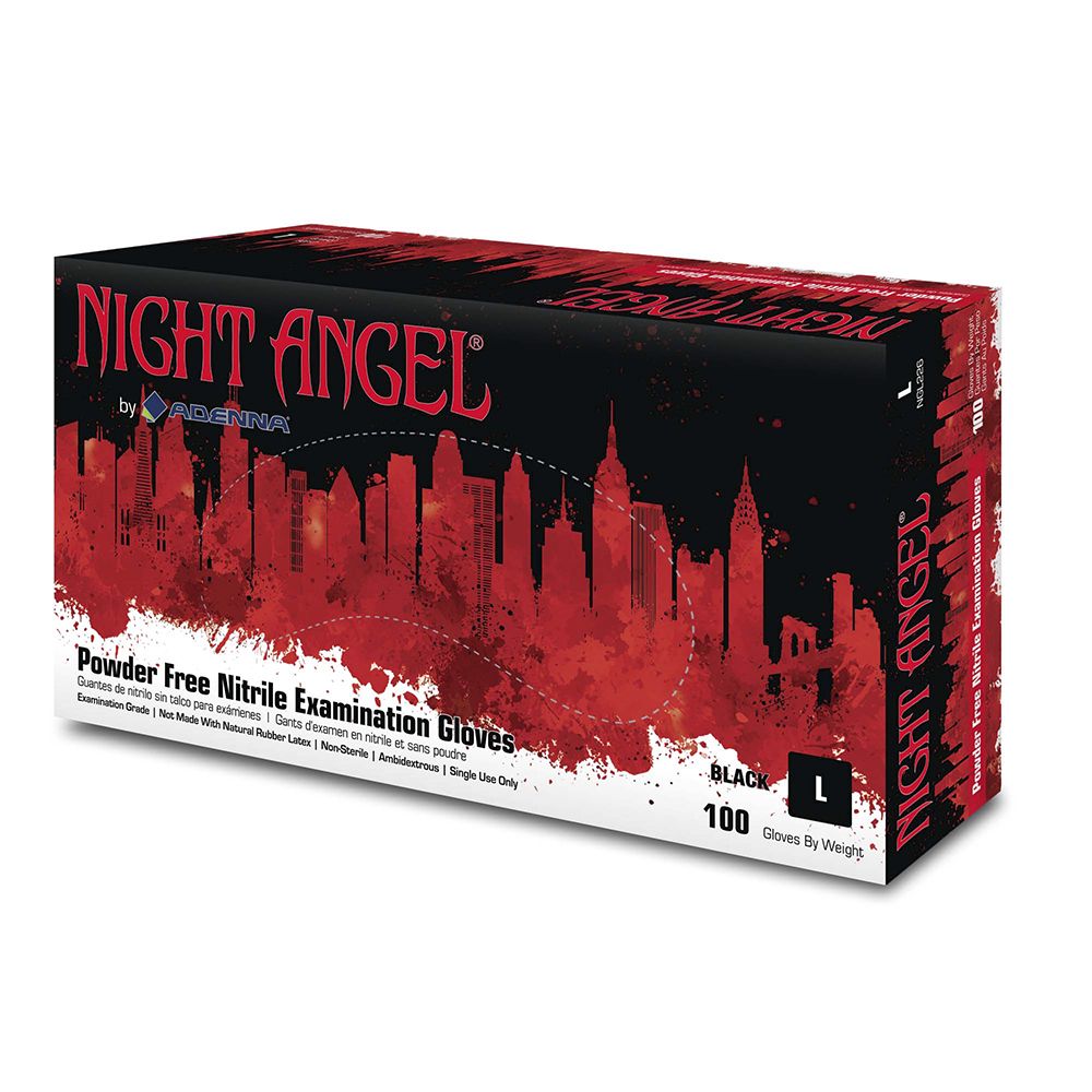 Adenna's Night Angel Black Nitrile Powder Free Exam Gloves